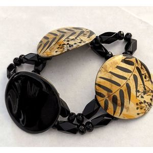 Tribal natural stretch bracelet 8" fern pattern